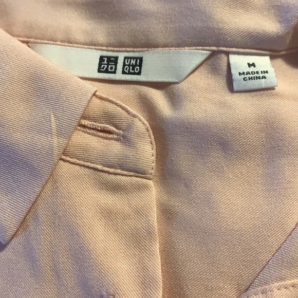 UNIQLO Button down 3/4 sleeve casual shirt medium peach cream - Picture 4 of 4